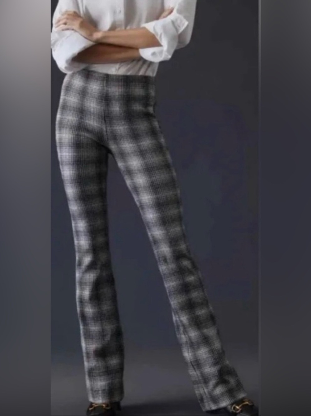 Anthropologie Maeve Plaid Bootcut Pants Small | Retro Flare Trousers | Workwear